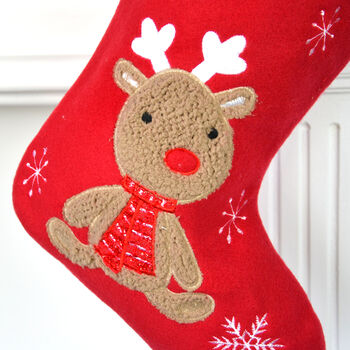 Personalised Christmas Stocking With Baby Reindeer, 2 of 5