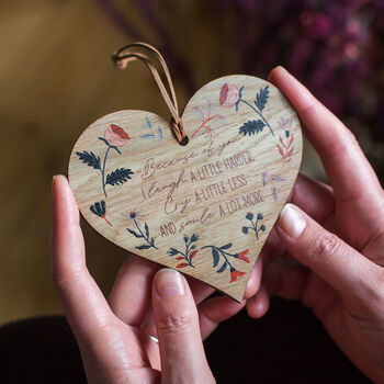 Oak Wood Friendship Heart Token Wall Hanging, 3 of 6