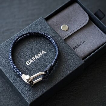 Braided Leather Bracelet Blue, 4 of 8