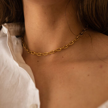 18 K Gold Plated Link Chain Choker Necklace, 5 of 10