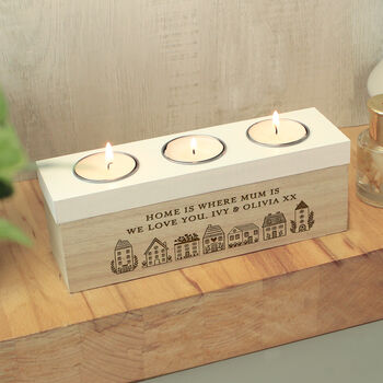 Personalised Home Triple Tealight Candle Holder Box, 4 of 6