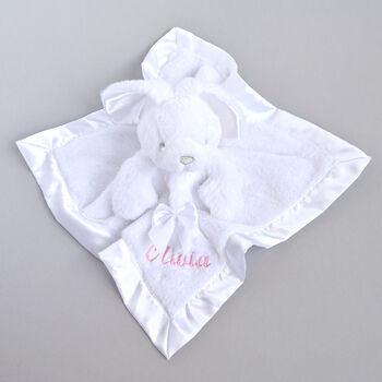 Personalised White Bunny Baby Comforter, 7 of 9