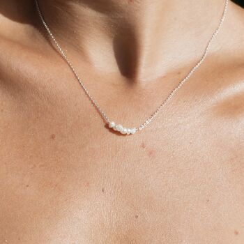 Asri Dainty Pearl Row Necklace, 2 of 9