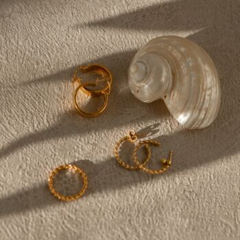 The Gold Ada Plaited Hoop Earrings, 3 of 4