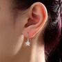 Sterling Silver Dainty Cz Flower Drop Dangle Earrings, thumbnail 2 of 11