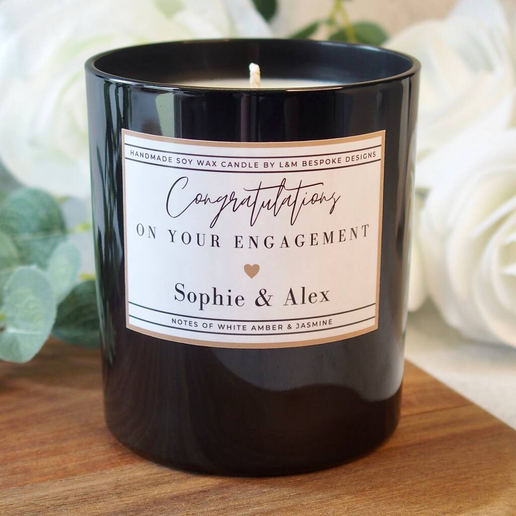 Engagement Gift, Personalised Candle By L&M Bespoke Designs