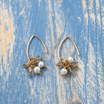 Labradorite And Pearl Gold Fill Cluster Earrings, 3 of 6