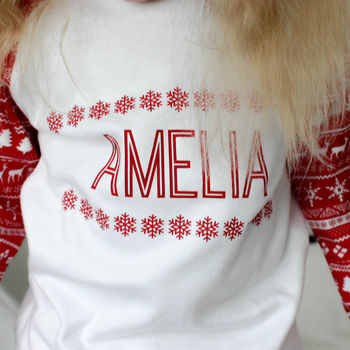 Personalised Christmas Pyjamas, Snowflakes, 4 of 5