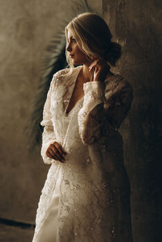 Long Sleeved Wedding Dress Cover | Lace Kimono Cape, 8 of 10