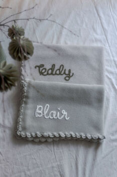 Hand Embroidered Baby Name Blanket, 7 of 7