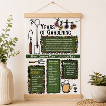 70th Birthday Gift For Gardeners Personalised Print, 3 of 10