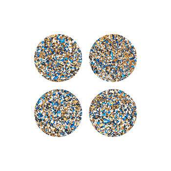 Speckled Round Cork Coasters Set Of Four: Blue, 2 of 3