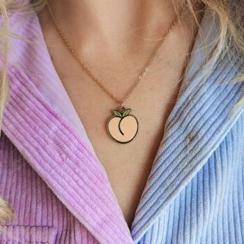 Peach Enamel Gold Plated Charm Necklace, 3 of 4