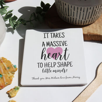 Personalised Teacher Gift Massive Heart Coaster, 5 of 9