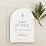 Olive Arch Shaped Wedding Save The Date Cards, thumbnail 4 of 5