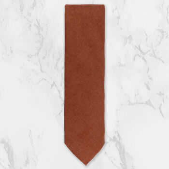 Wedding Handmade 100% Cotton Suede Tie In Burnt Orange, 4 of 7