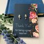 Thank You Teacher Lavender And Poppy Seed Head Sterling Silver Earrings, thumbnail 8 of 12