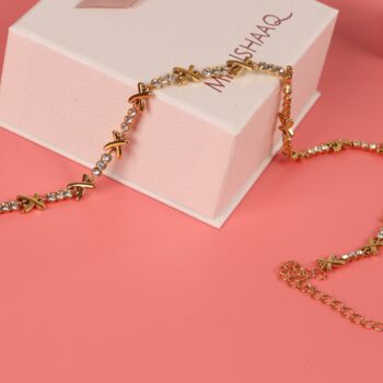 Gemma Xo Crystal Cross Choker Necklace In Gold, 4 of 6