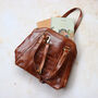 Leather Tote Bag With Pocket, Tan, thumbnail 3 of 6