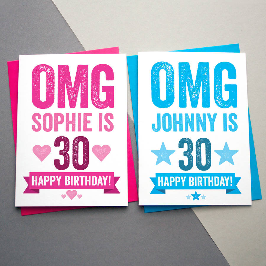 omg personalised 30th birthday card by a is for alphabet ...