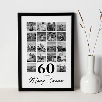 Personalised 60th Birthday Gift, Custom Photo Collage, 3 of 6