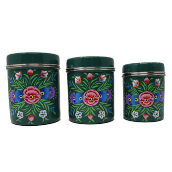 Hand Painted Tea Coffee Sugar Canister Trio, 8 of 8