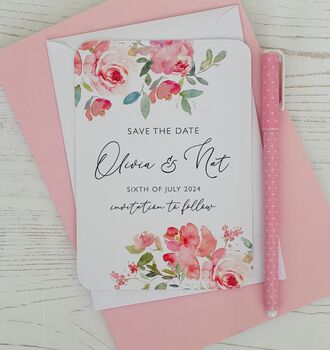 Romantic Floral Personalised Save The Date Card, 3 of 3