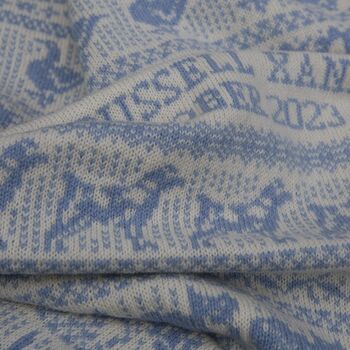 Personalised Lambswool Animals Baby Blanket Cream/Blue, 4 of 4