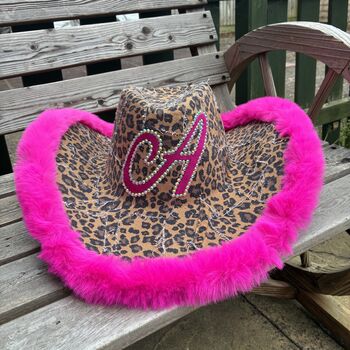 Personalised Recycled Denim Leopard Print Cowboy Hat, 4 of 4