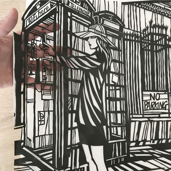 'Woman Taking Selfie' Original Handcrafted Papercut, 3 of 4