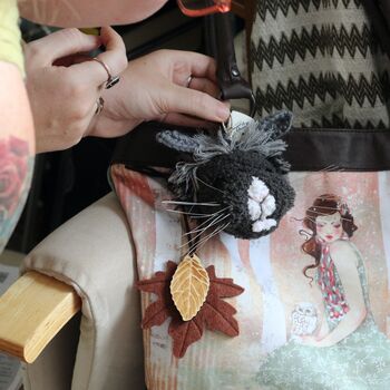 Personalised Crocheted Rabbit Head Bag Charm Keyring, 2 of 4