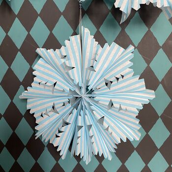 Sky Blue And White Stripy Paper Fan Decoration Kit, 3 of 6