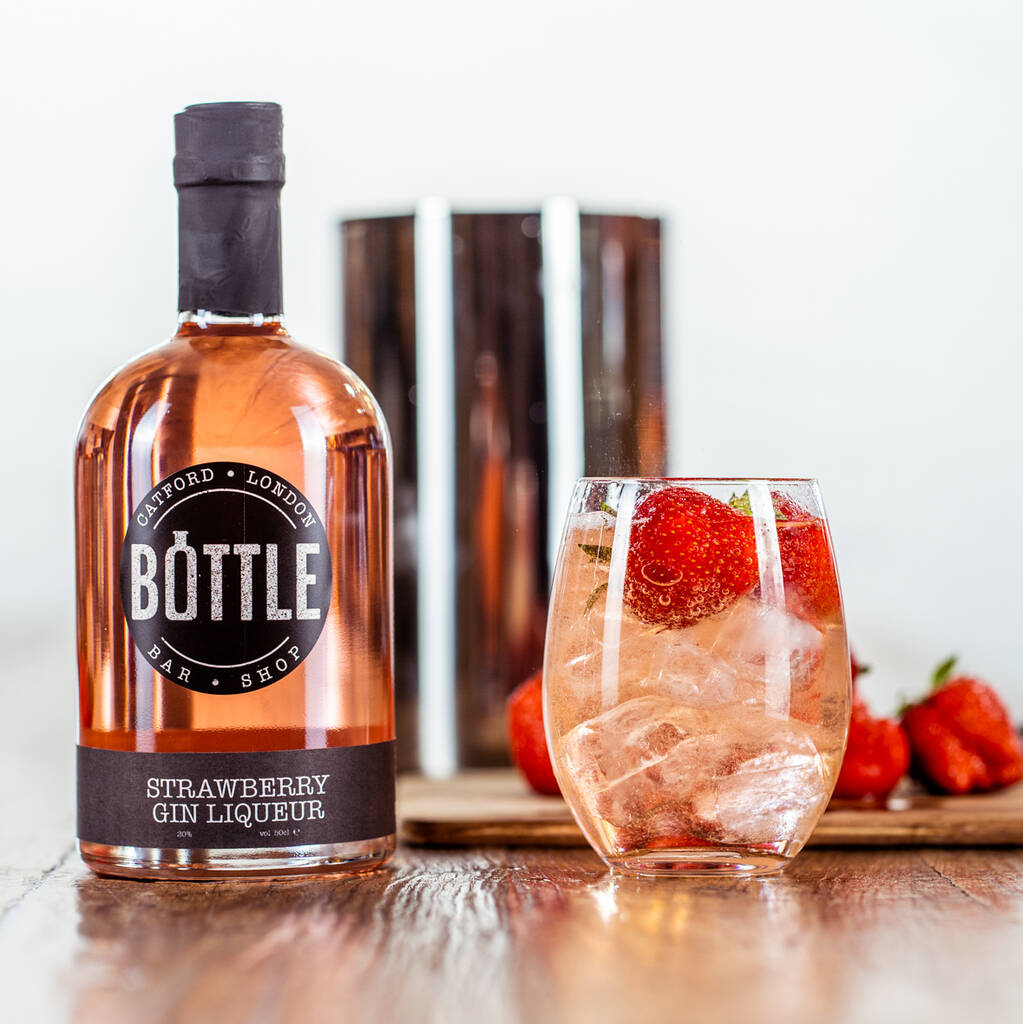 Strawberry Gin Liqueur By Bottle Bar and Shop | notonthehighstreet.com