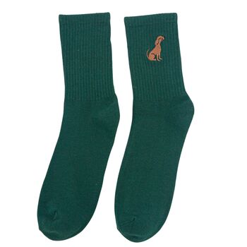 Embroidered Dogs Men's Cotton Crew Socks Three Pack, 4 of 5