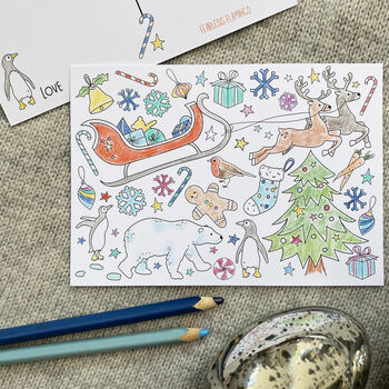 Kid's Christmas Colouring Postcards, 3 of 6