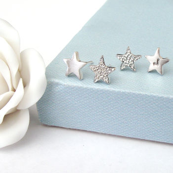Personalised Sterling Silver Initial Star Earrings, 3 of 12