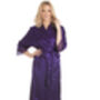 British Made Purple Long Satin Dressing Gown With Lace Detail Ladies Size 8 To 28 UK, thumbnail 3 of 5