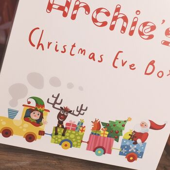 Personalised Toy Train Wooden Christmas Eve Box, 4 of 11