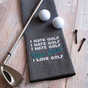 Personalised I Hate Golf Novelty Golf Towel, 2 of 12