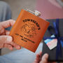 Personalised Hip Flask With Adventure Loving Design With Your Chosen Name, thumbnail 1 of 5