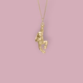 Cheeky Monkey Necklace In 18ct Gold Plated Silver, 11 of 12