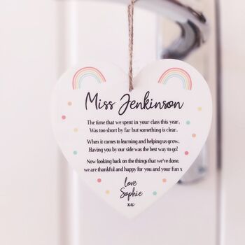 Personalised Teacher Hanging Heart Poem, 2 of 2