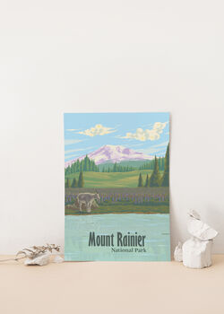 Mount Rainier National Park USA Travel Poster Art Print, 2 of 8