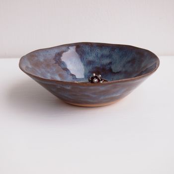 Handmade Ceramic Dark Blue/Brown Ring Dish, 3 of 6