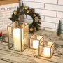 Three Copper Frame With Glass Candleholder Lantern, thumbnail 3 of 7
