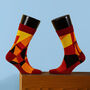 Cotton Socks Orange And Black Geometric, thumbnail 1 of 3