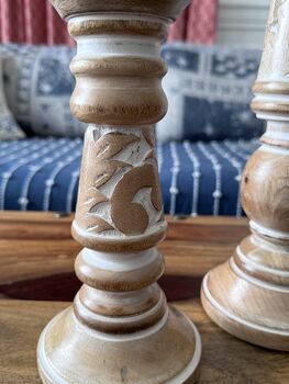 Mango Wood Pillar Candle Holder Set Of Two, 3 of 9