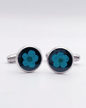 Cufflinks Real Flowers Hand Made Black 10mm, 3 of 9