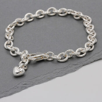 Solid Silver, Rose Or Gold Heart Charm Bracelet, 2 of 11