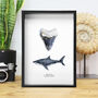 Real Megalodon Shark Tooth And Watercolour Illustration, thumbnail 1 of 3